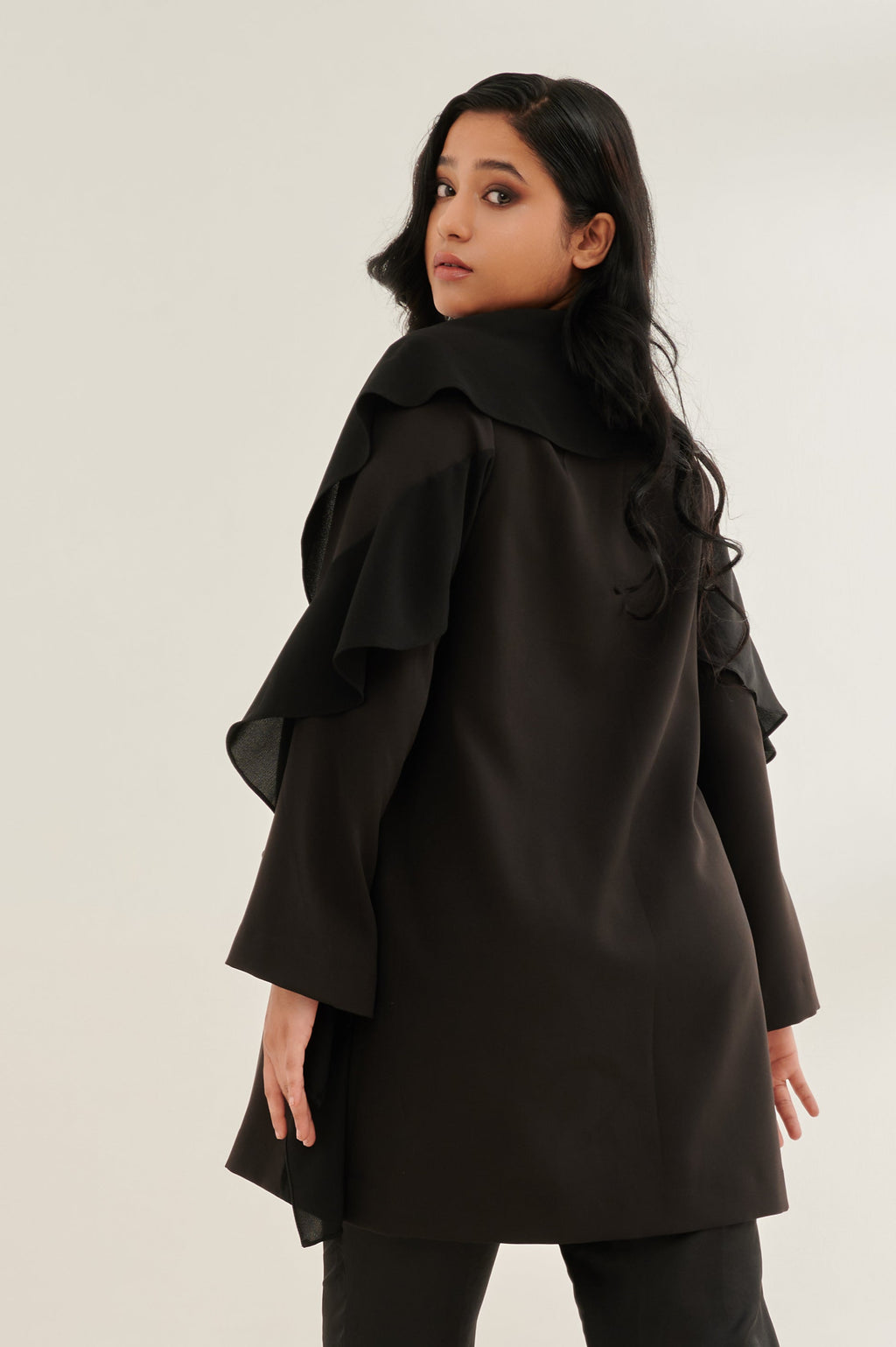 SOFISTIC formal cape in black — back view | Haus of Handmade