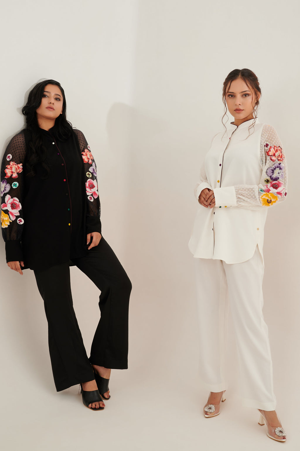 Louvrette formal embroidery shirt for women - Haus of Handmade handcrafted clothing India