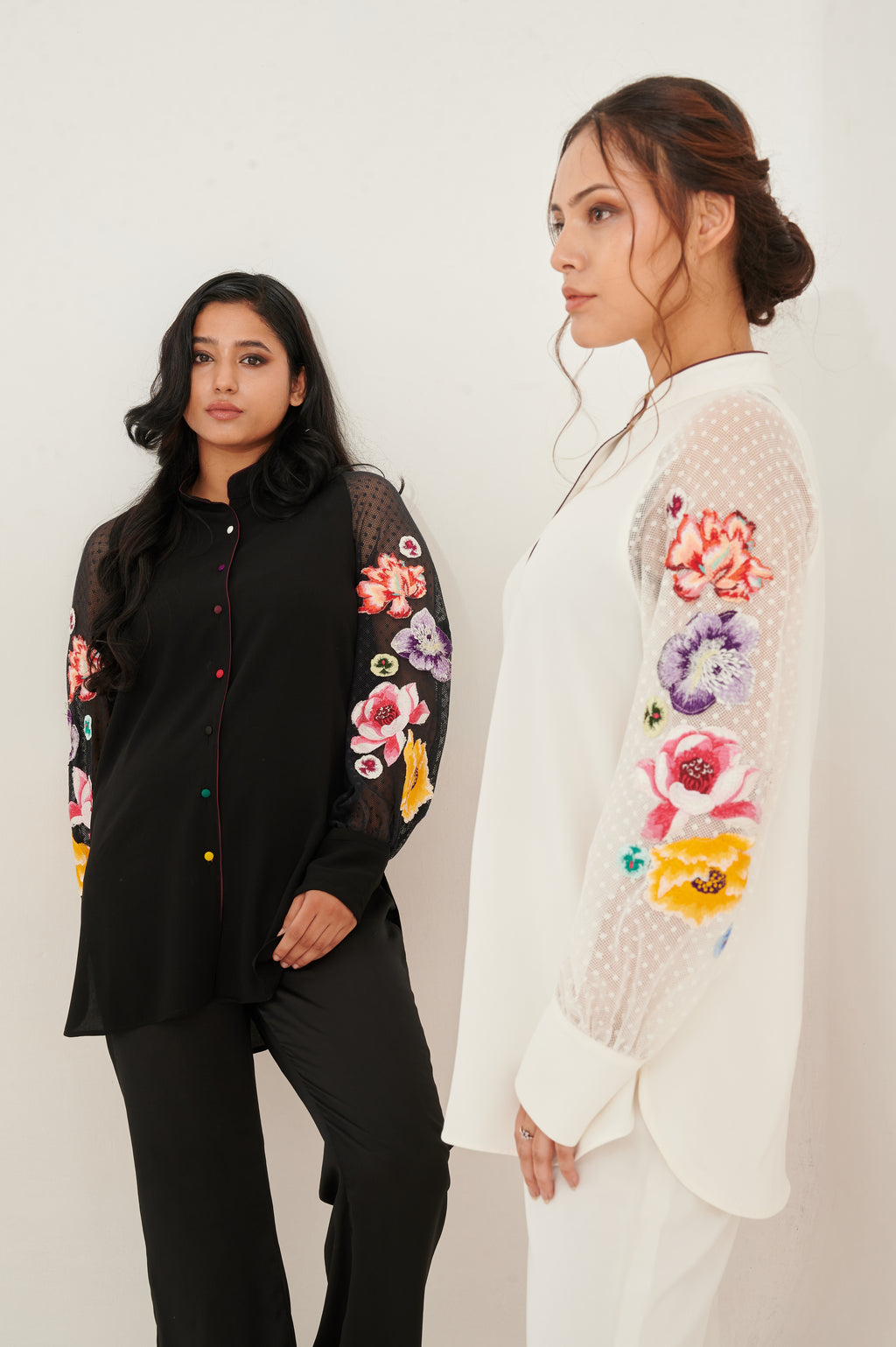 Louvrette formal embroidery shirt for women - Haus of Handmade handcrafted clothing India