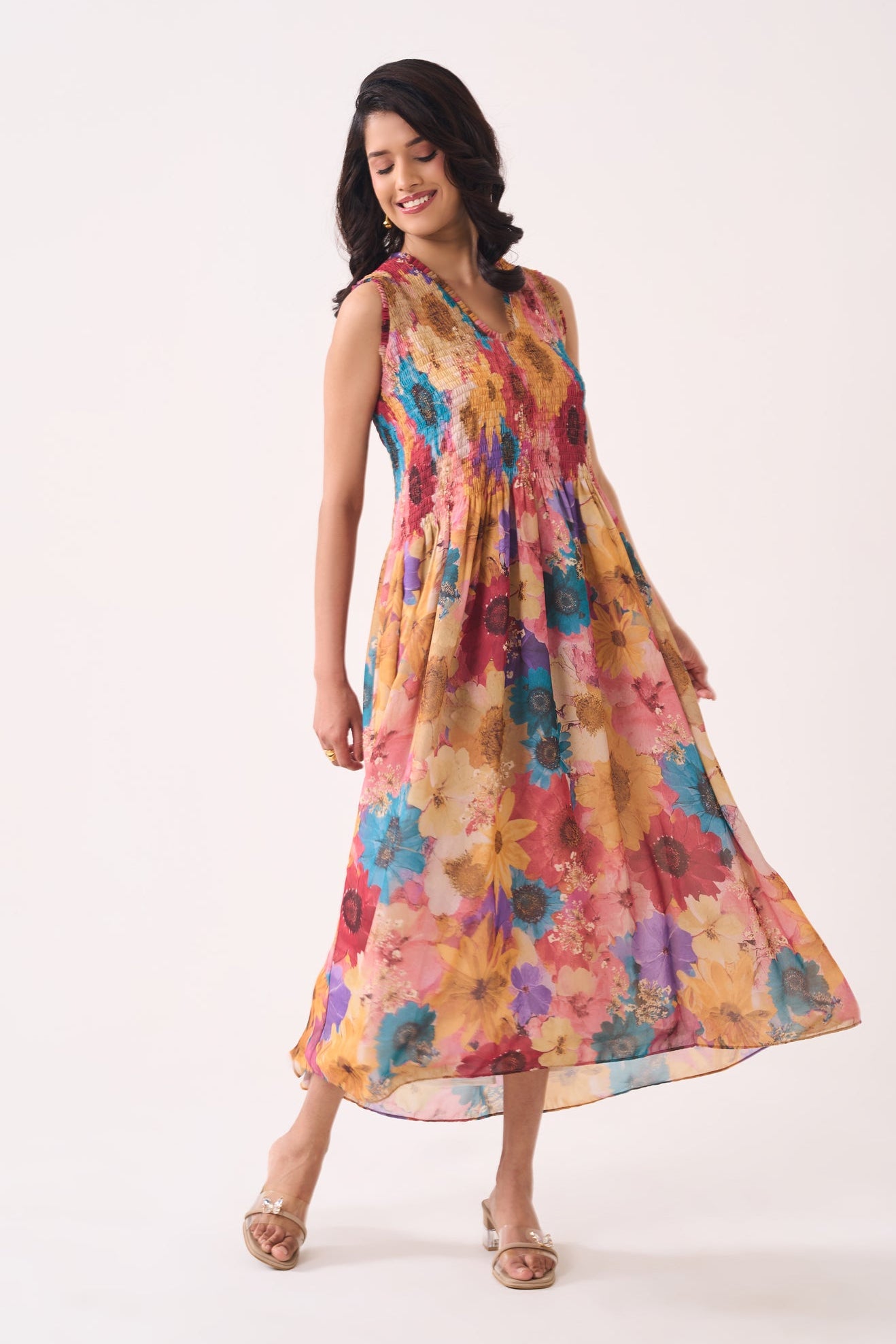 MUSTARD BLOOM Dress — front view | Haus of Handmade