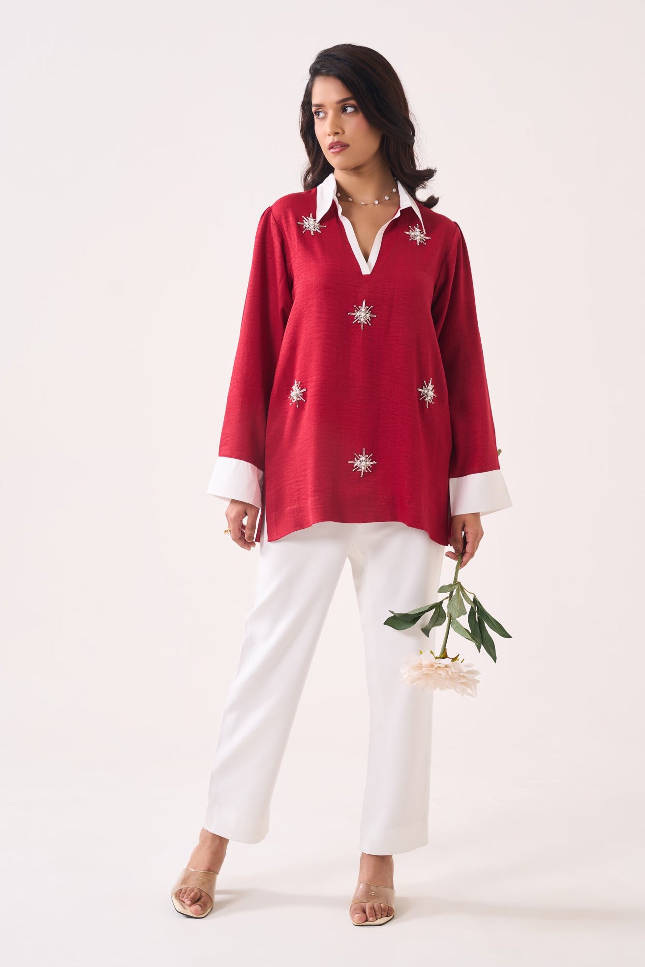 SNOWFLAKE Sequined Top — front view | Haus of Handmade