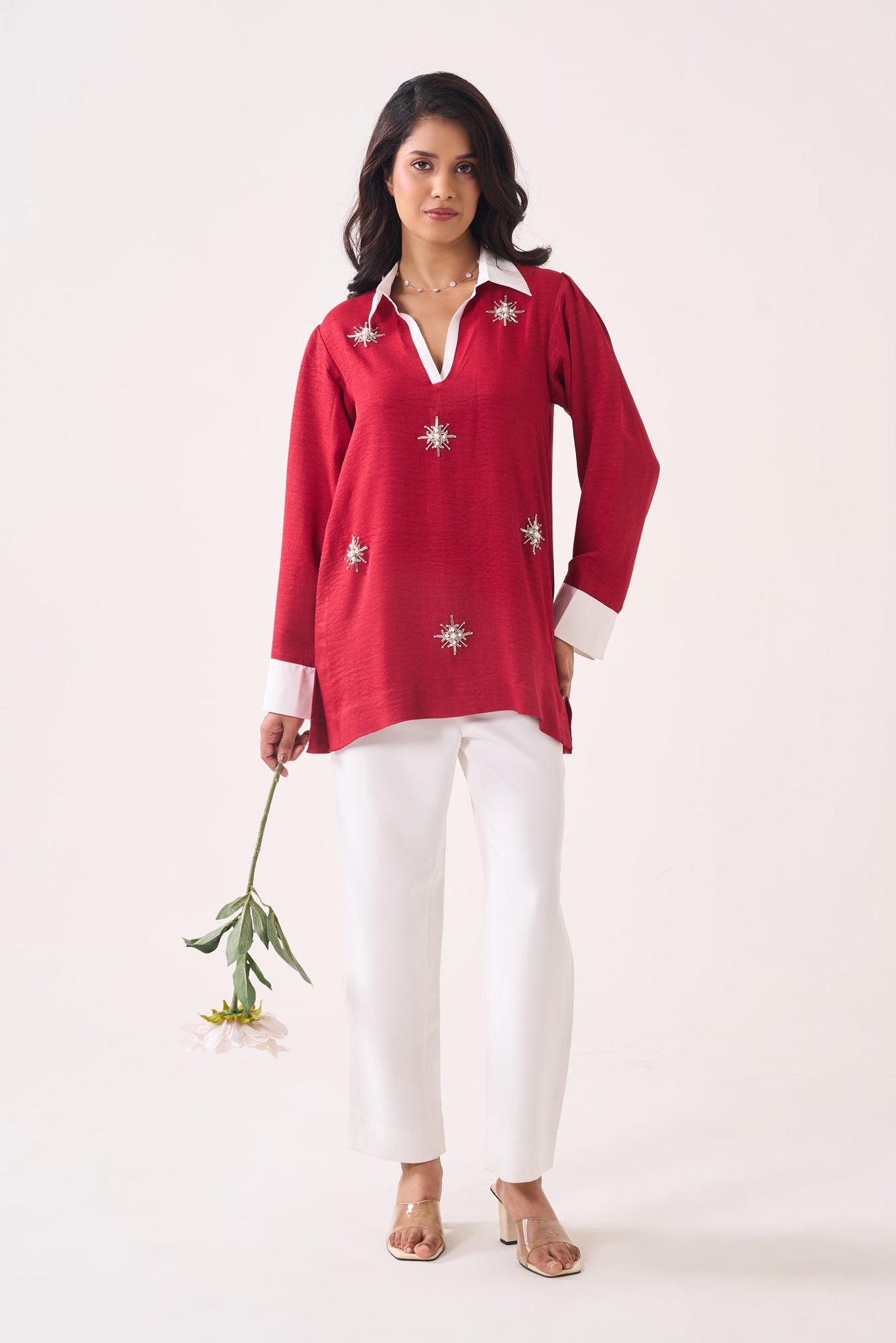 SNOWFLAKE SEQUINED TOP