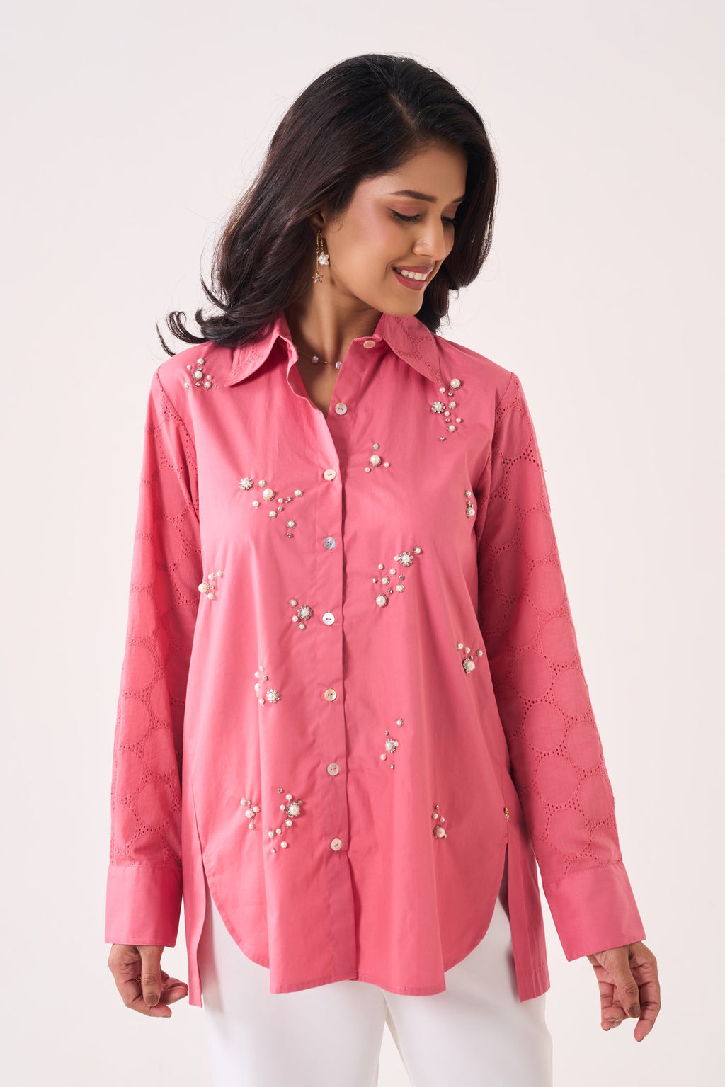 PERLS Sequined Shirt — front view | Haus of Handmade