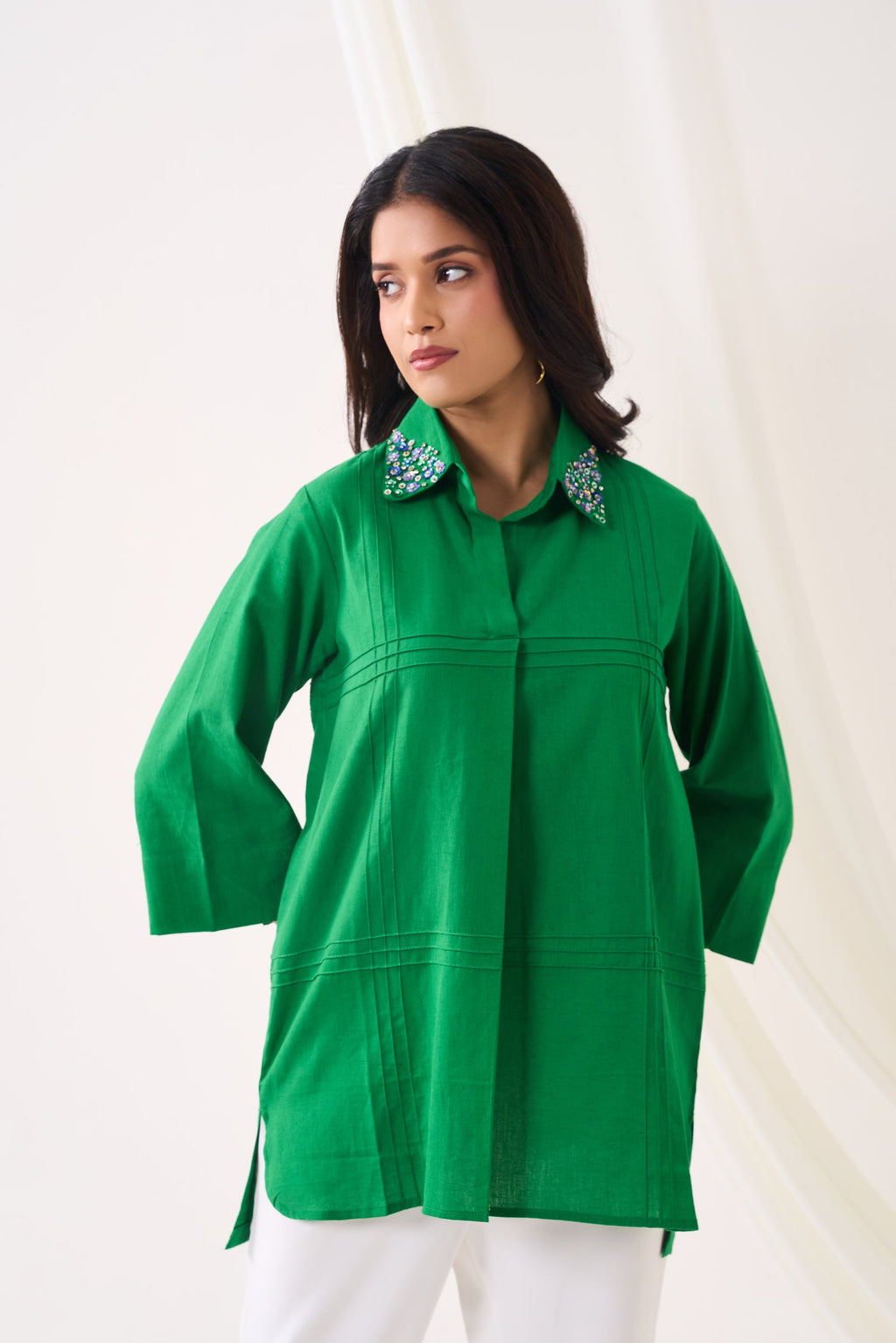 Green Chintz Sequin Shirt