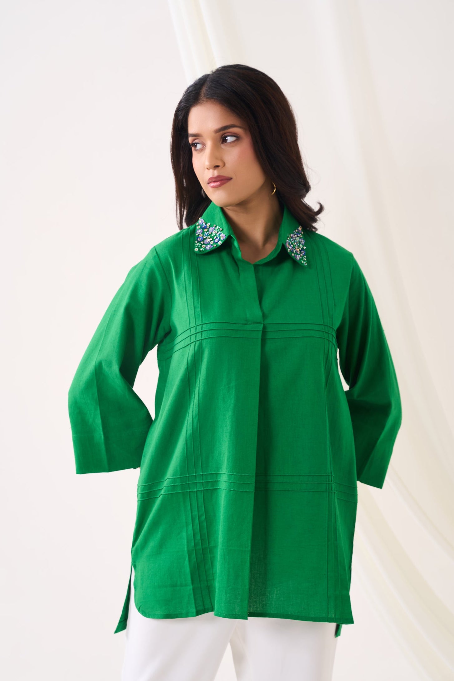 Green Chintz Sequin Shirt