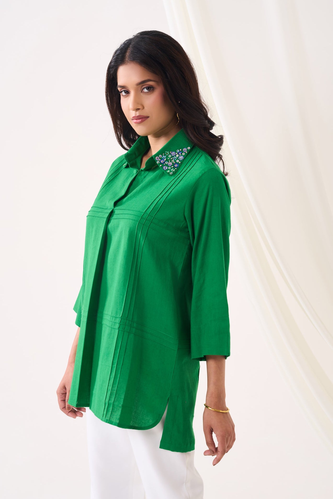 Green Chintz Sequin Shirt