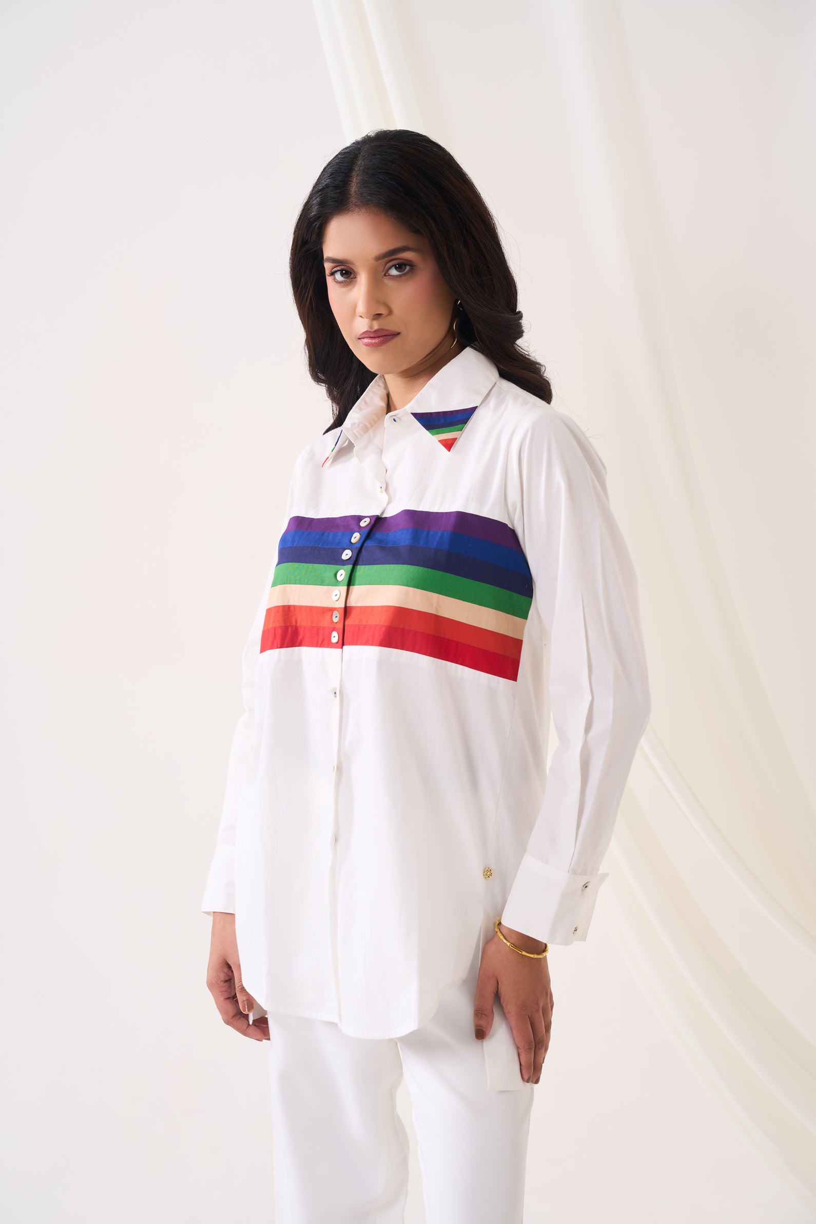 VIBGYOR Poplin Shirt — front view | Haus of Handmade