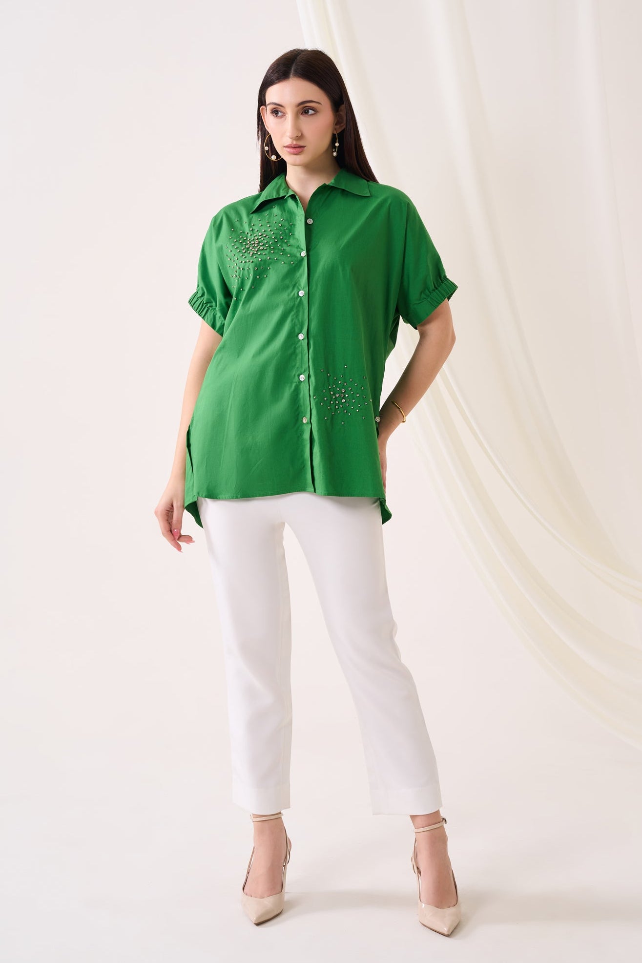 DISPERSE SEQUINED POPLIN SHIRT