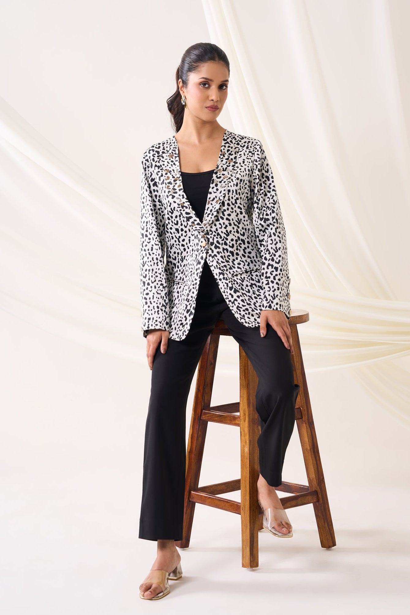 LEOPARD Satin Jacket — front view | Haus of Handmade