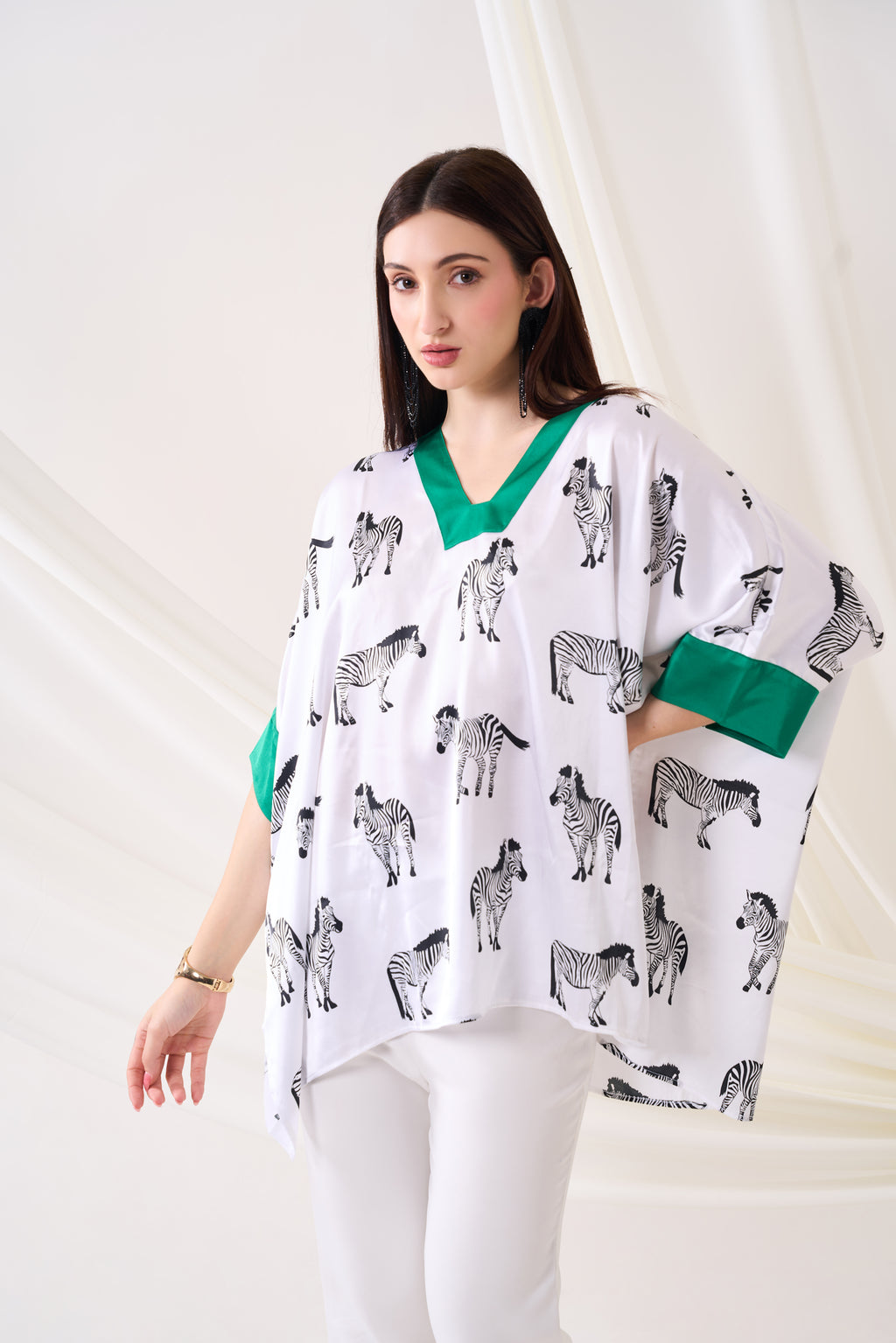 ZEBRA Kaftan Top — front view | Haus of Handmade
