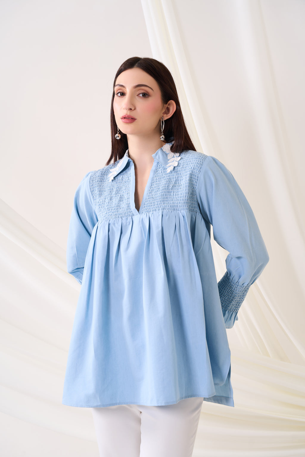 SMOCK Denim Top — front view | Haus of Handmade