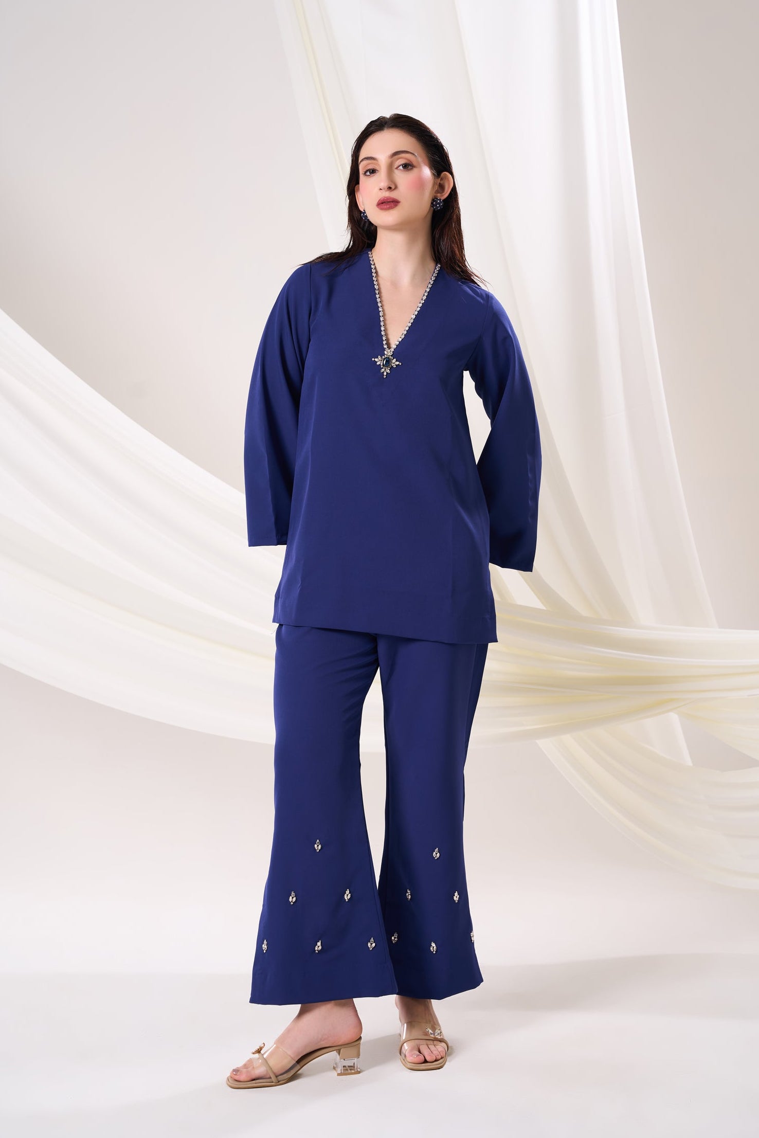 SAPPHIRE Sequined Formal Set — front view | Haus of Handmade