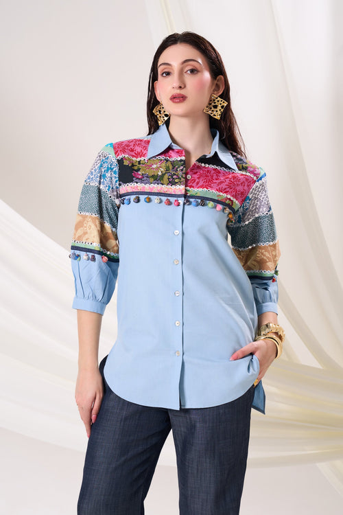 BANJARA Denim Shirt — front view | Haus of Handmade
