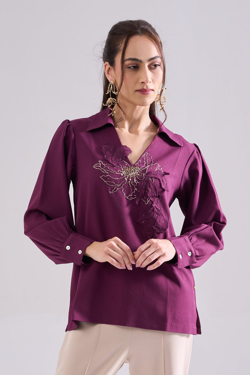 PLUM Sequined Top — front view | Haus of Handmade