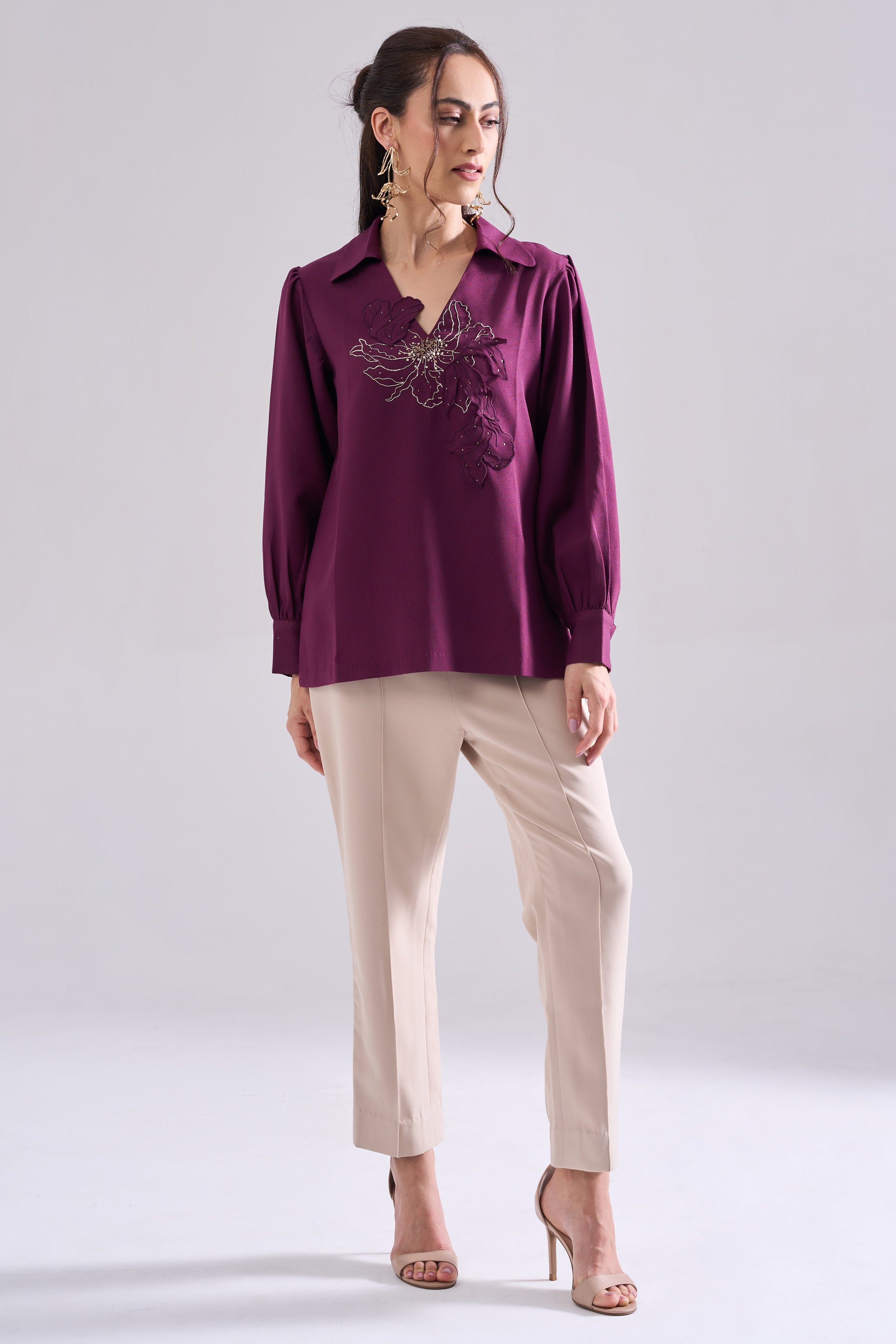 PLUM SEQUINED TOP