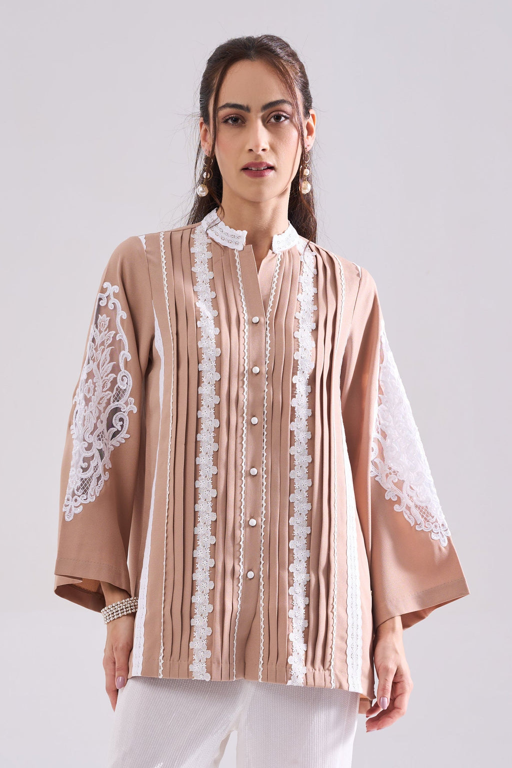 NOSTALGIA Lacework Formal Shirt — front view | Haus of Handmade