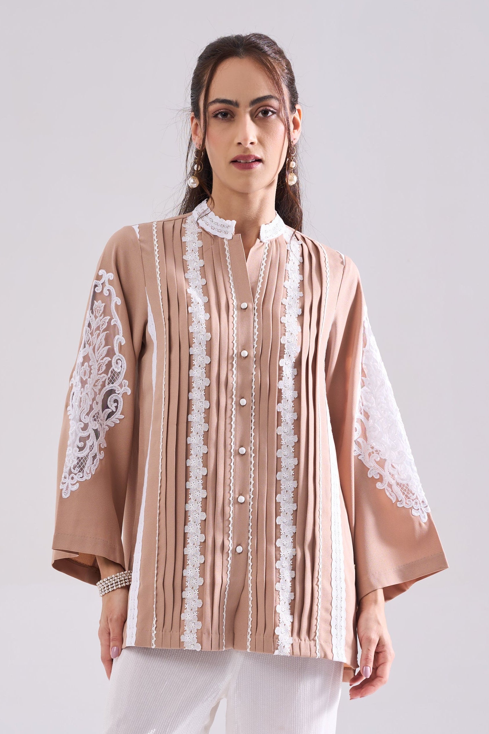 NOSTALGIA Lacework Formal Shirt — front view | Haus of Handmade