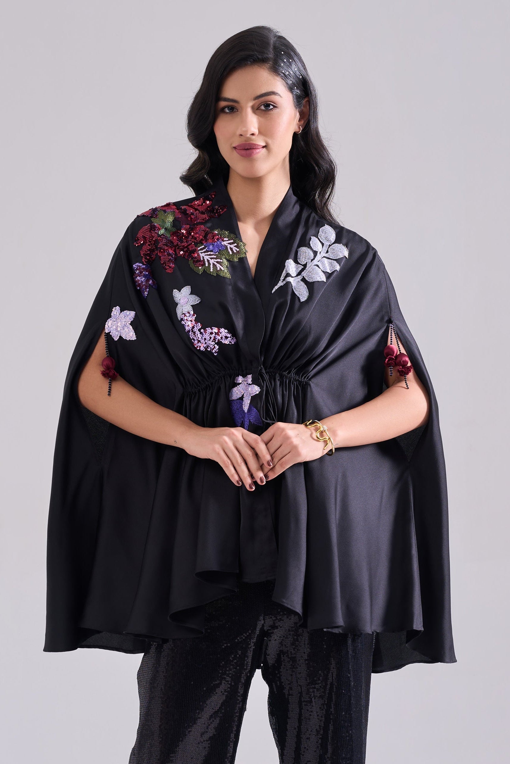 CAPELLA Sequined Cape — front view | Haus of Handmade