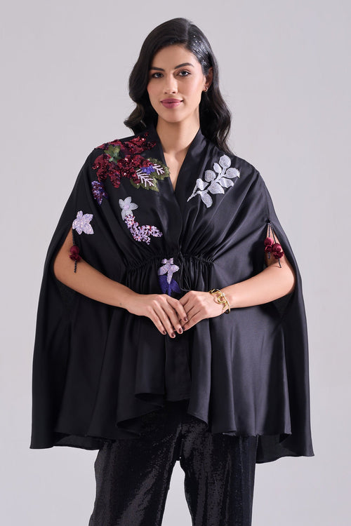 CAPELLA Sequined Cape — front view | Haus of Handmade