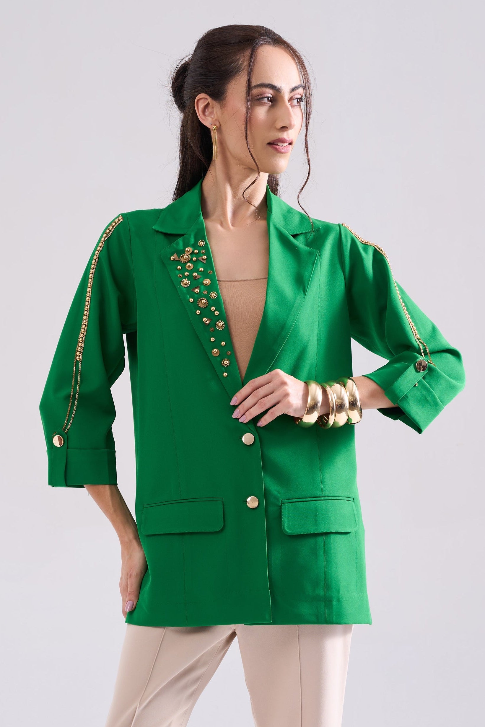 JADENA Sequined Jacket — front view | Haus of Handmade