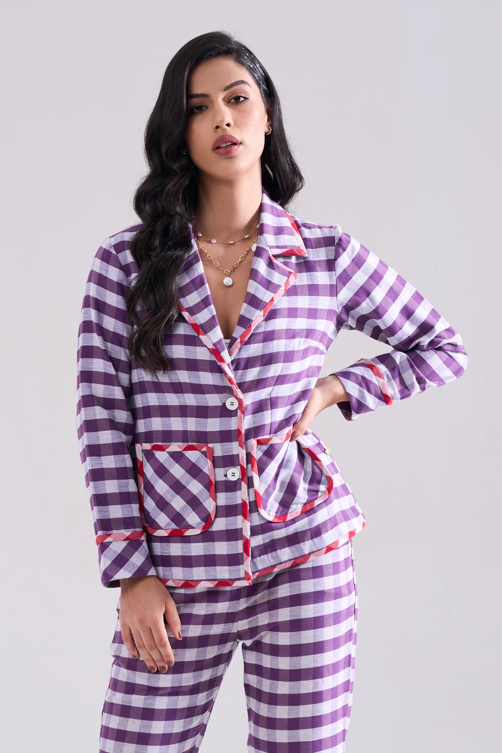 PURPUR Gingham Jacket — front view | Haus of Handmade