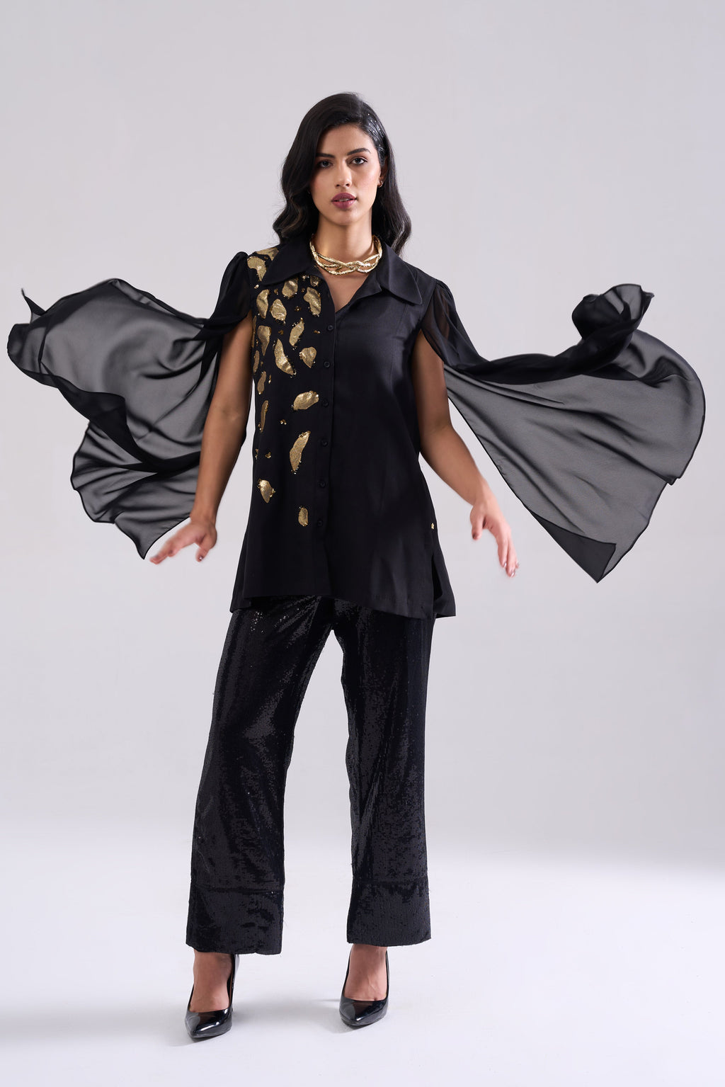 Fall Sequined Shirt — side view | Haus of Handmade