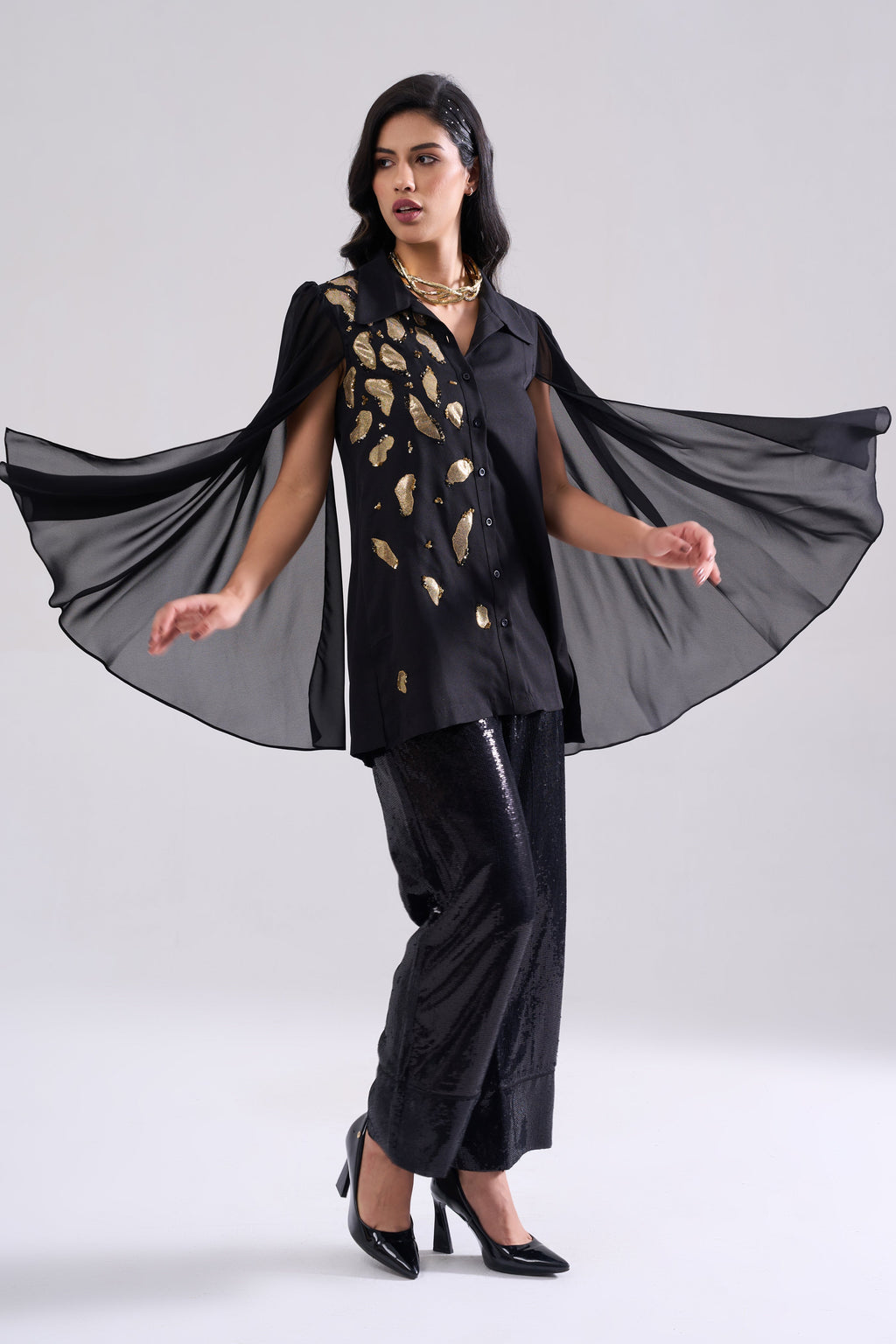 Fall Sequined Shirt — back view | Haus of Handmade