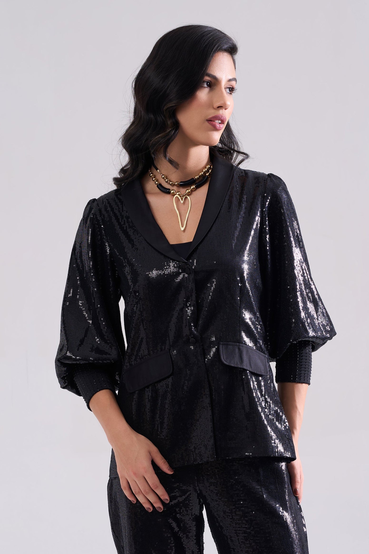 GLAM Sequined Jacket — front view | Haus of Handmade