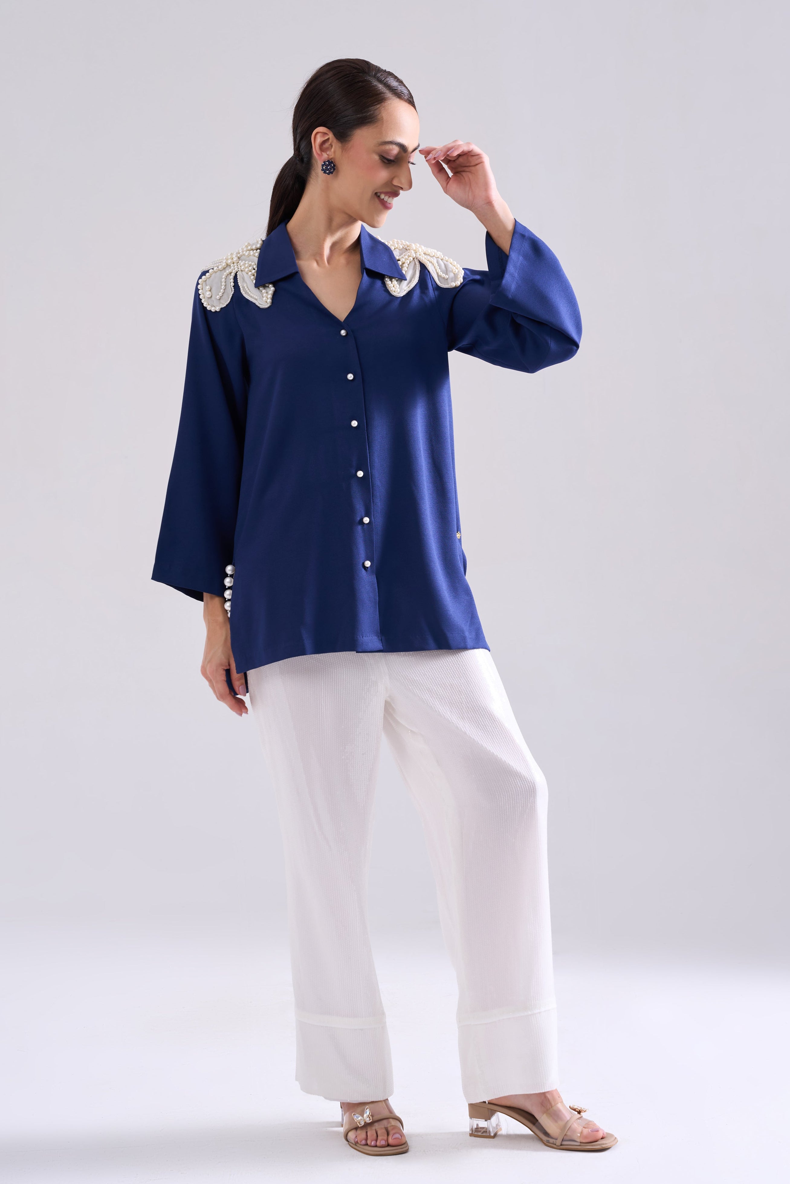 Jewel Pearl Handwork Shirt