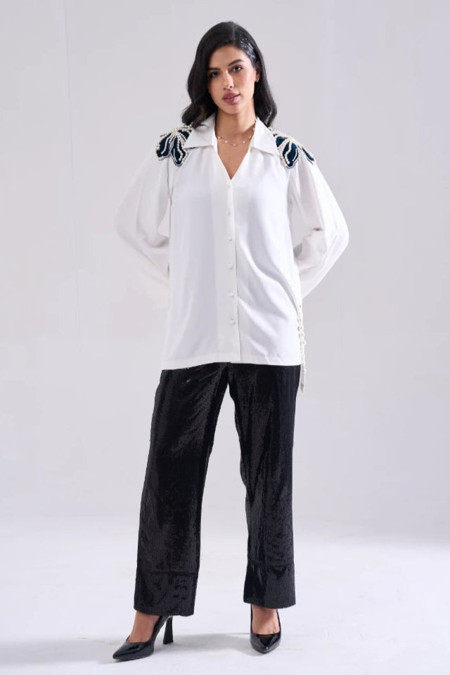 JEWEL PEARL HANDWORK SHIRT
