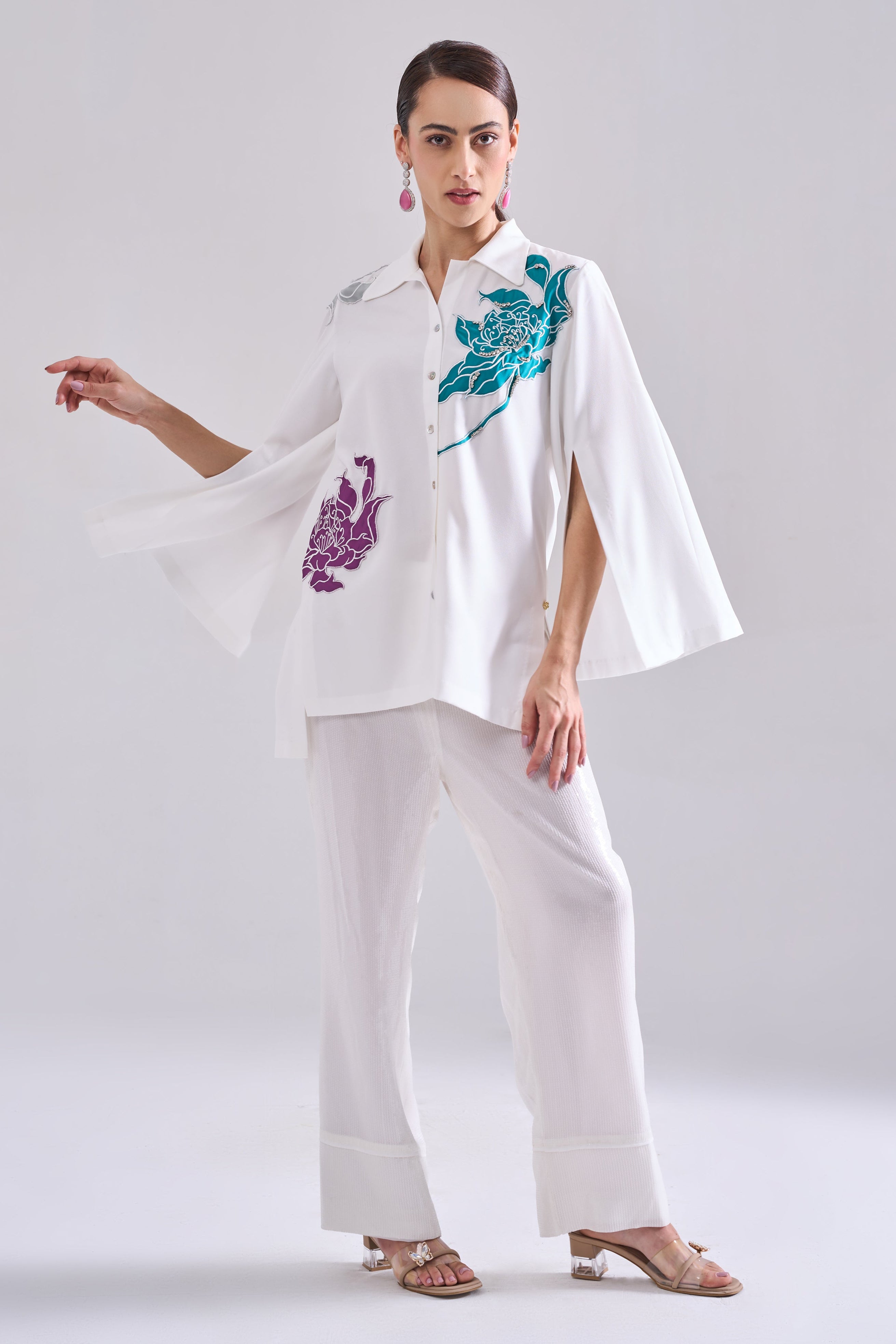 PEONY EMBROIDERED SHIRT