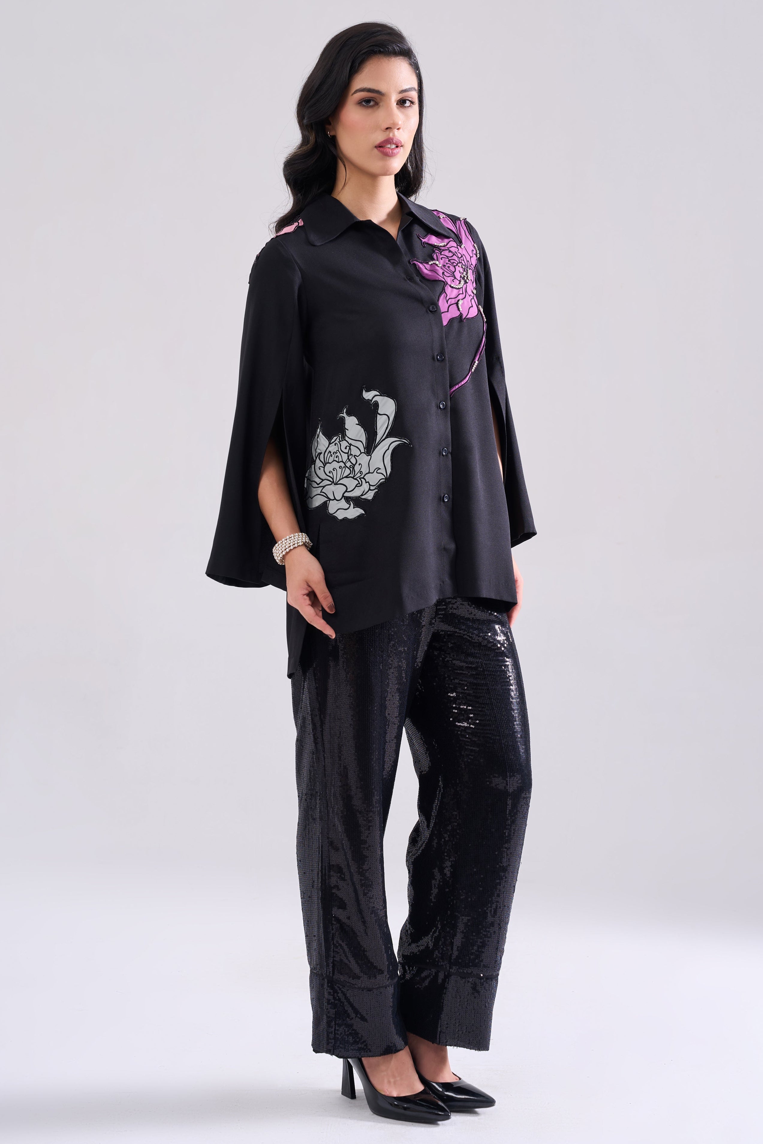 PEONY EMBROIDERED SHIRT