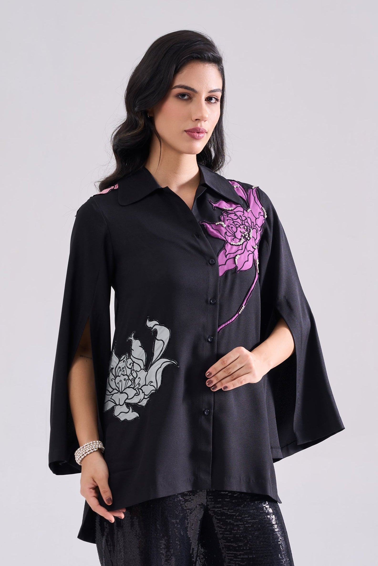 PEONY EMBROIDERED SHIRT