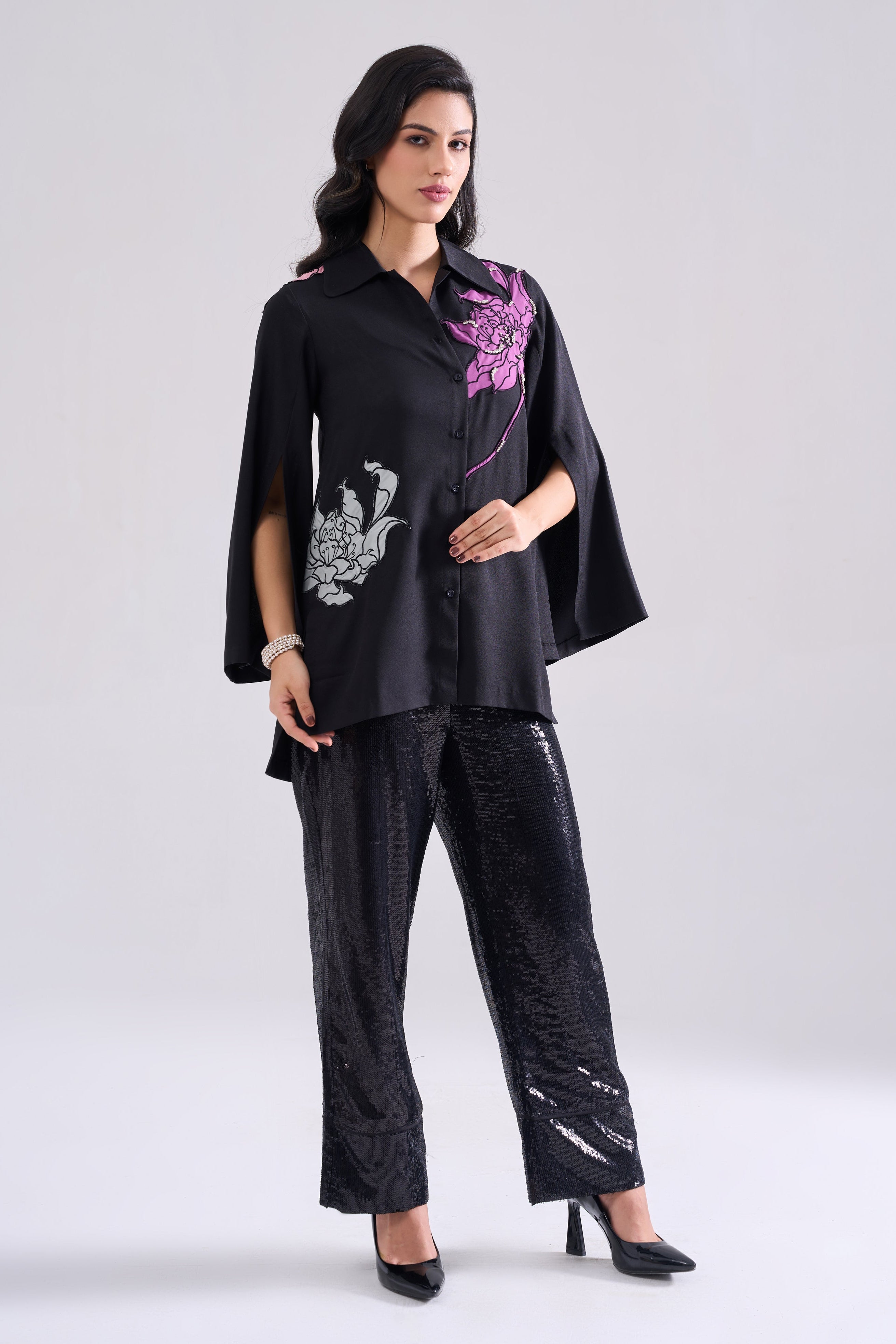 PEONY EMBROIDERED SHIRT