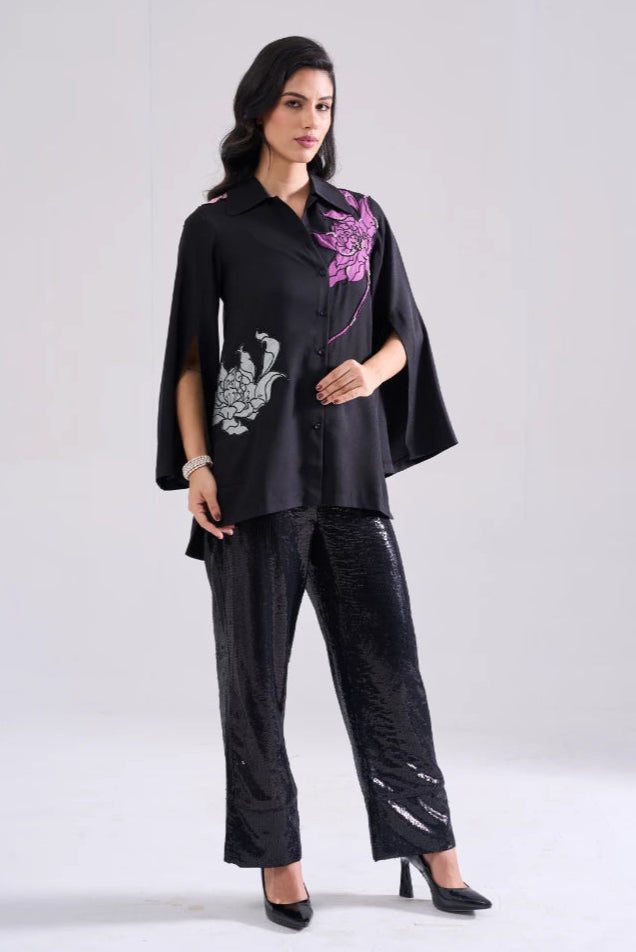 PEONY EMBROIDERED SHIRT