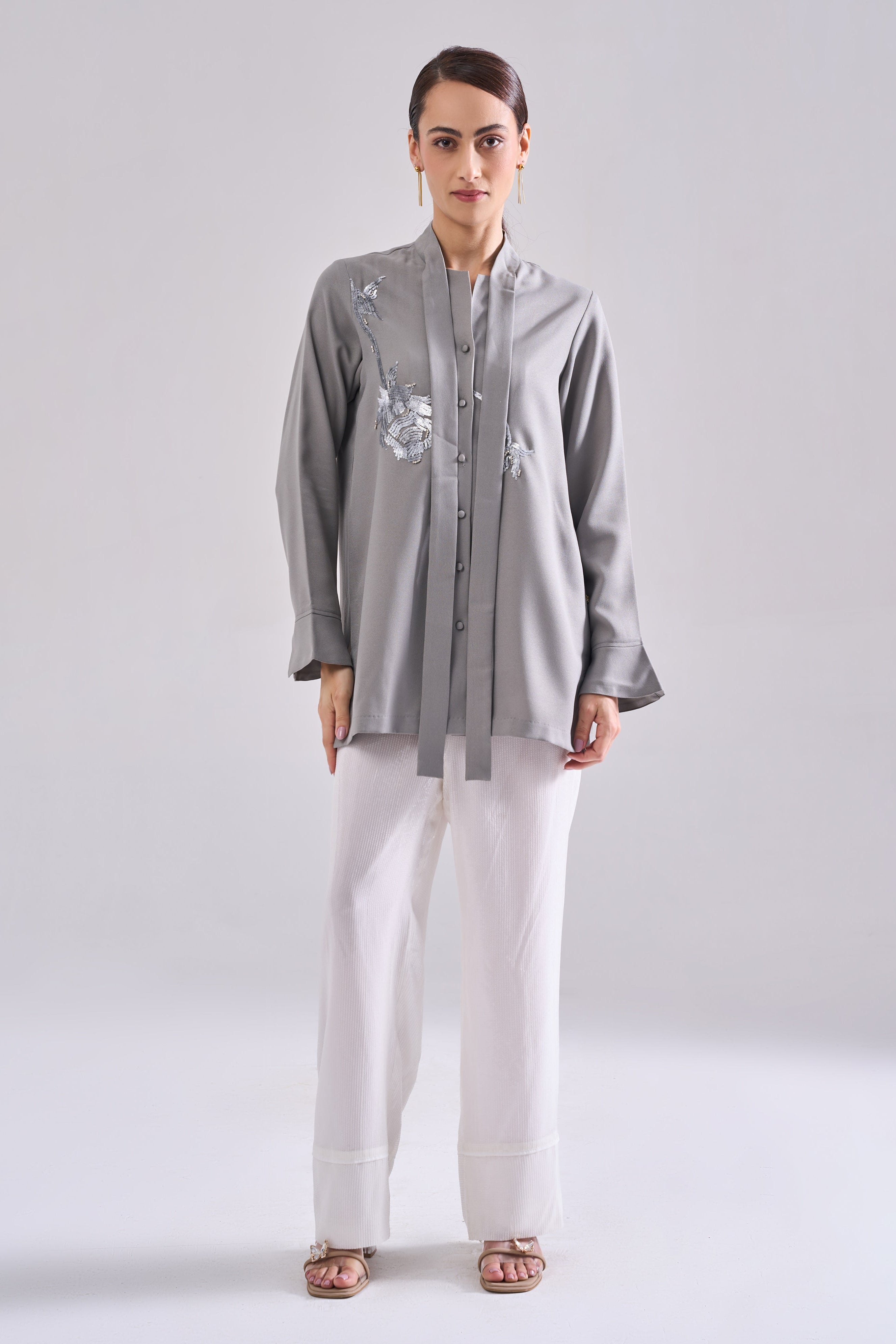 SILVER SEQUINED SHIRT