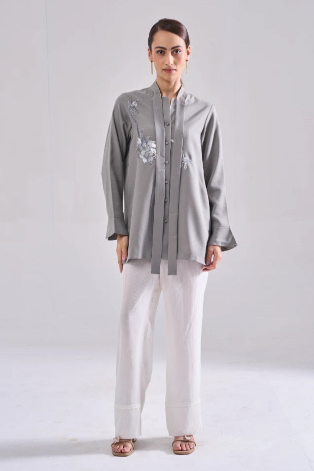 SILVER SEQUINED SHIRT