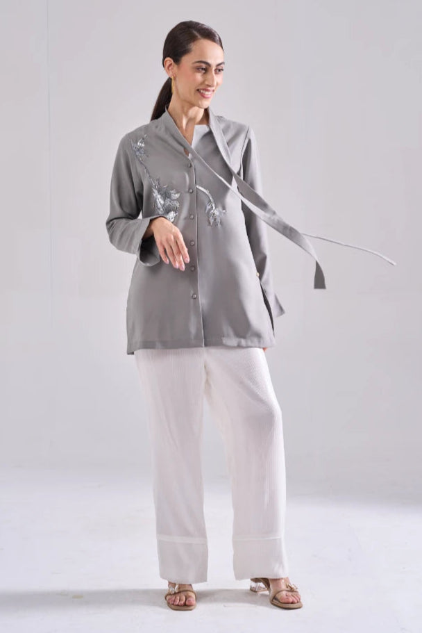 SILVER SEQUINED SHIRT