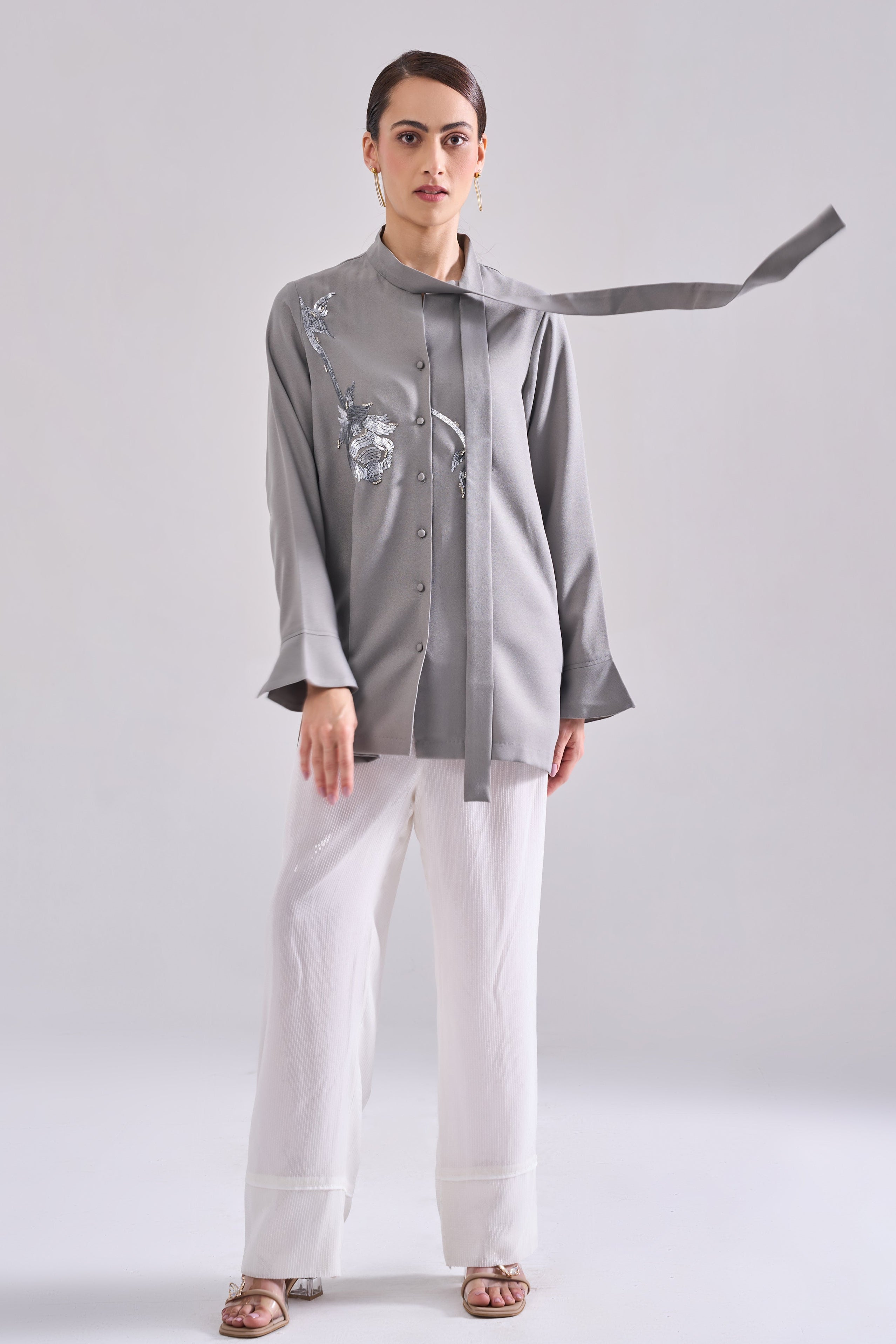 SILVER SEQUINED SHIRT