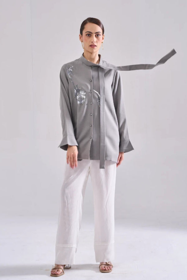 SILVER SEQUINED SHIRT