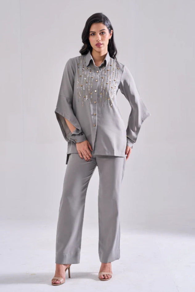 STREAK SEQUINED SHIRT