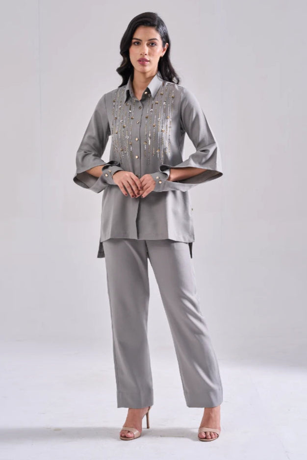 STREAK SEQUINED SHIRT