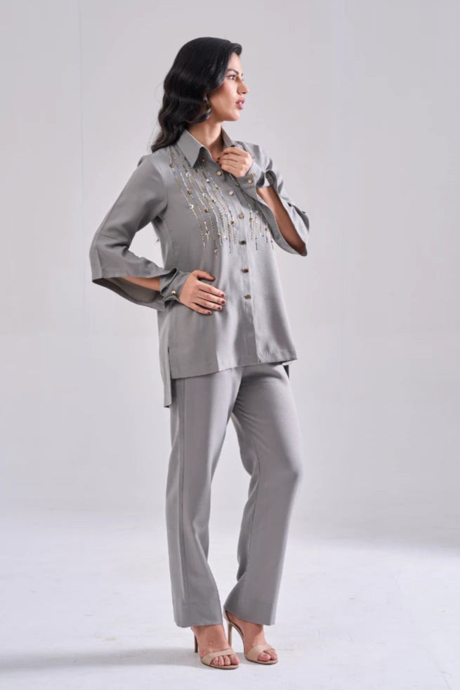 STREAK SEQUINED SHIRT