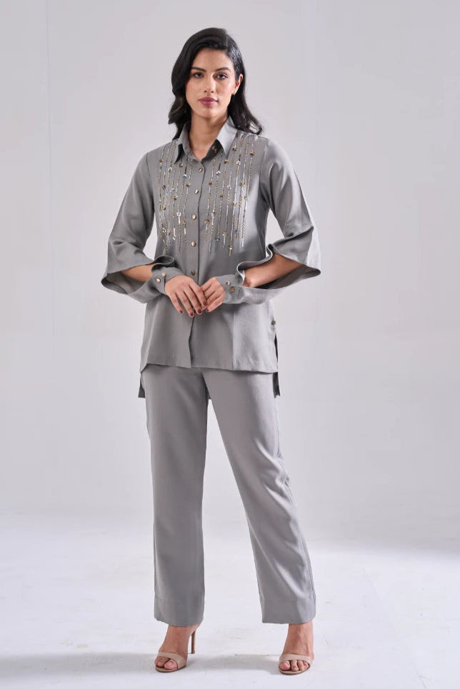STREAK SEQUINED SHIRT
