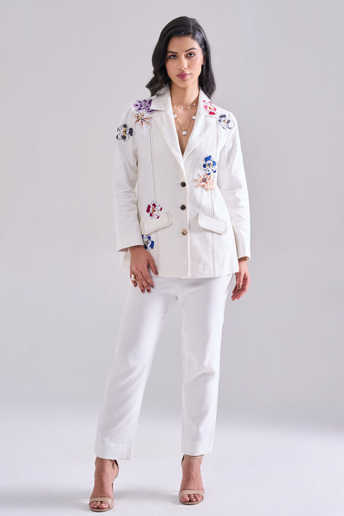 Bouquet Embroidered Denim Jacket