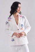 BOUQUET Embroidered Denim Jacket — front view | Haus of Handmade
