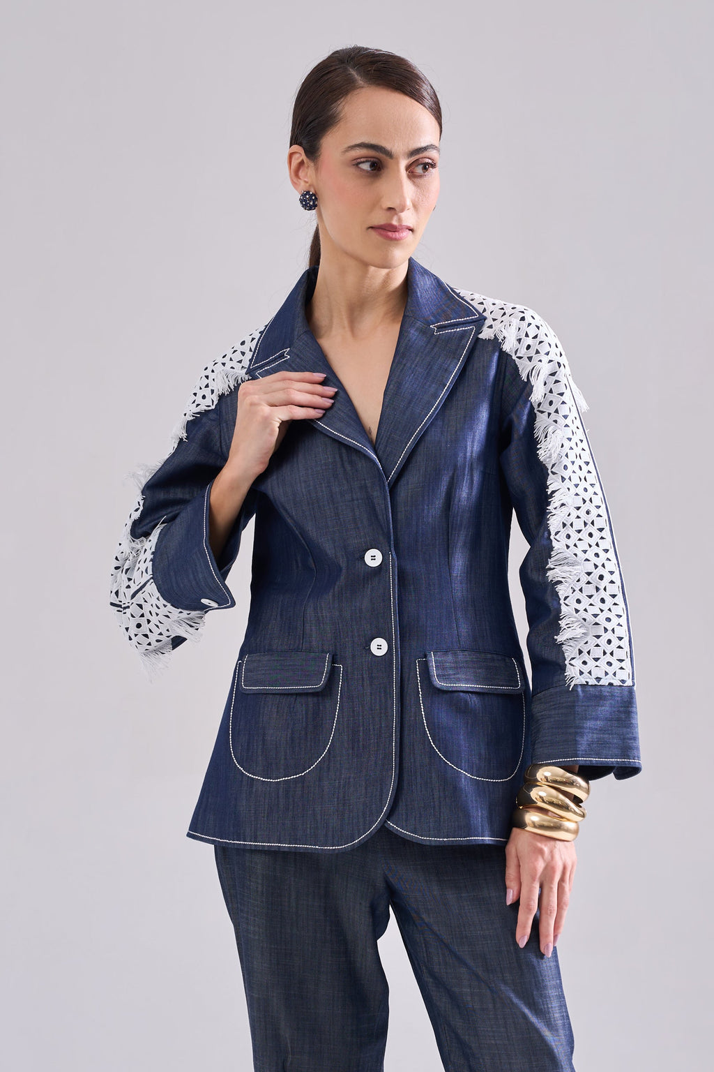 LAPIS Denim Jacket — front view | Haus of Handmade