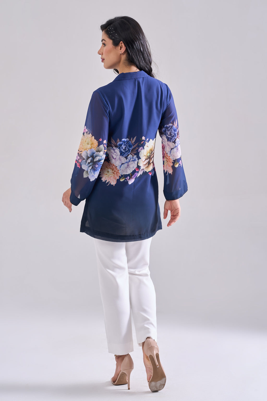 Midnight Sequined Shirt — full length styling view | Haus of Handmade
