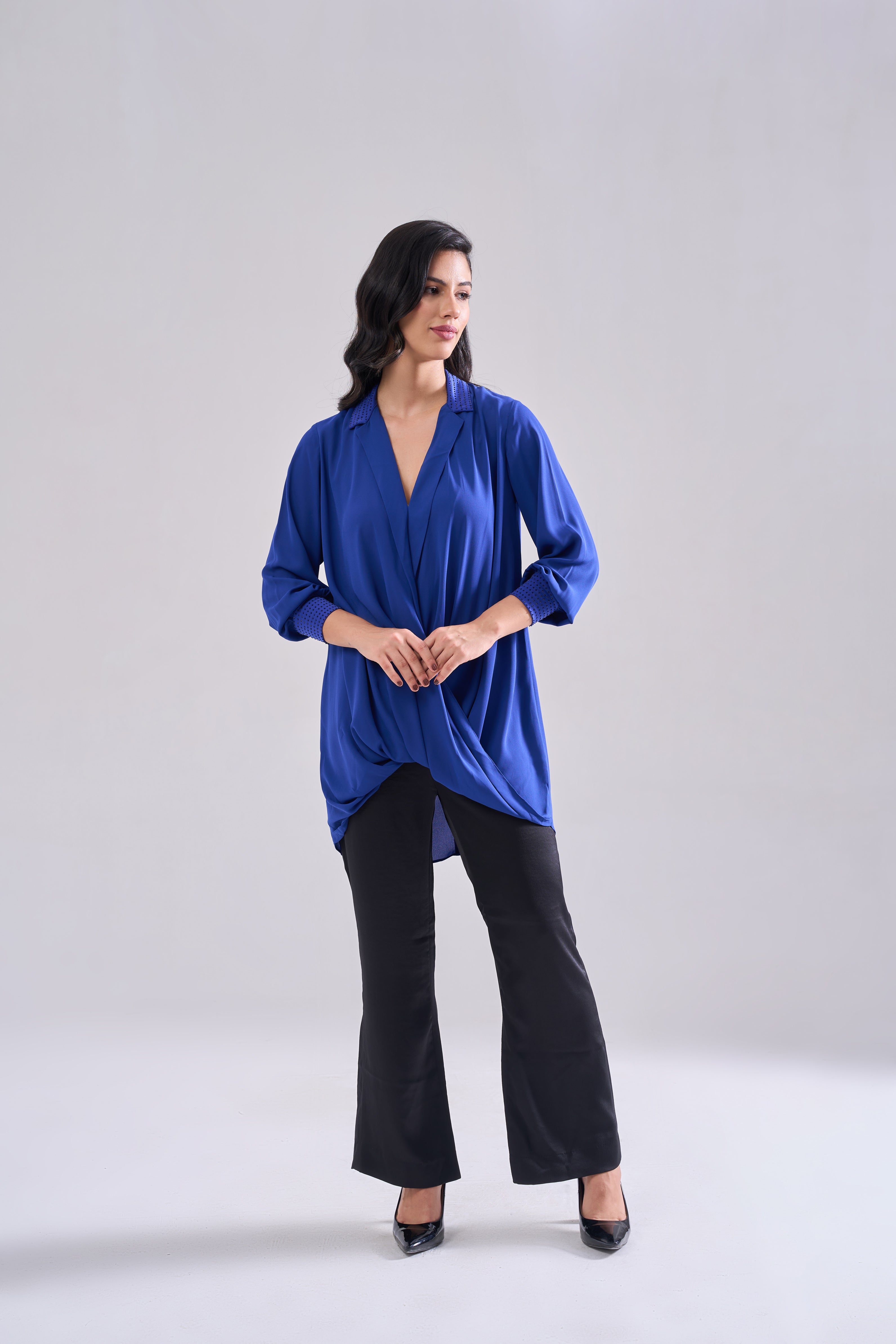 ROYAL BLUE DRAPE TOP