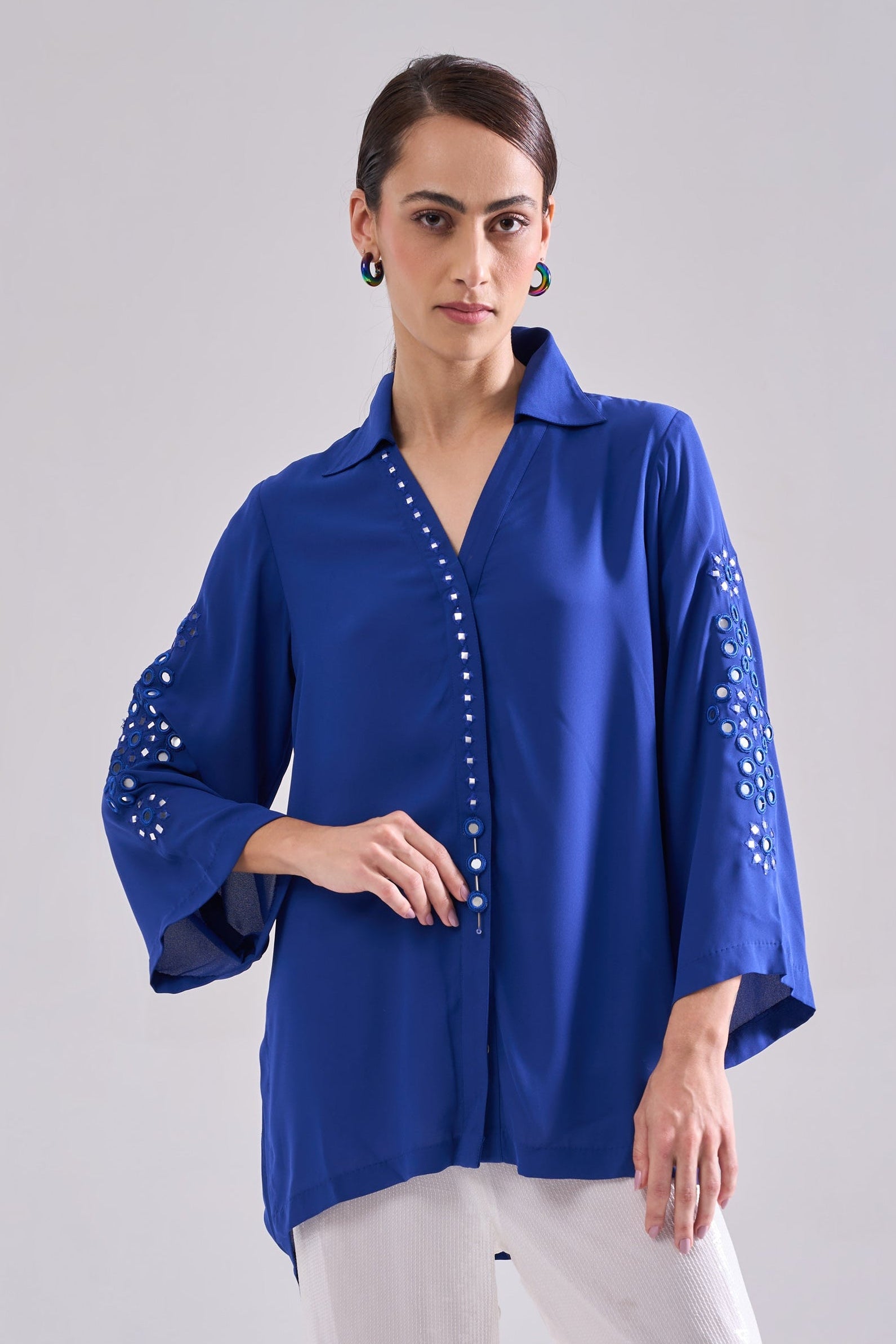 BRUNETTE Mirrorwork Shirt — front view | Haus of Handmade